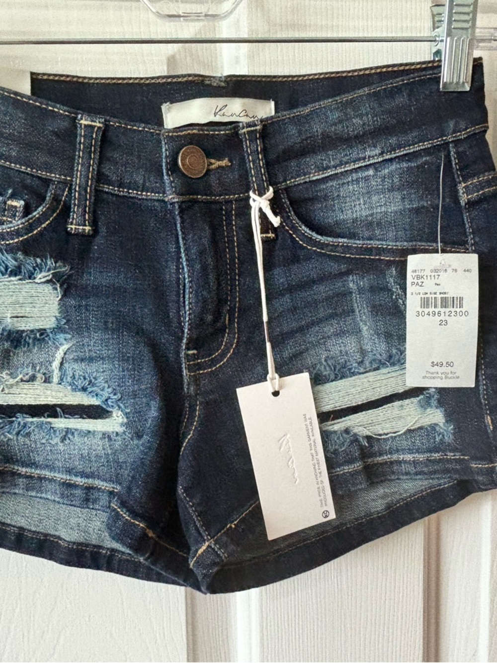 Kancan Dark Blue Distressed Denim Cutoff Shorts